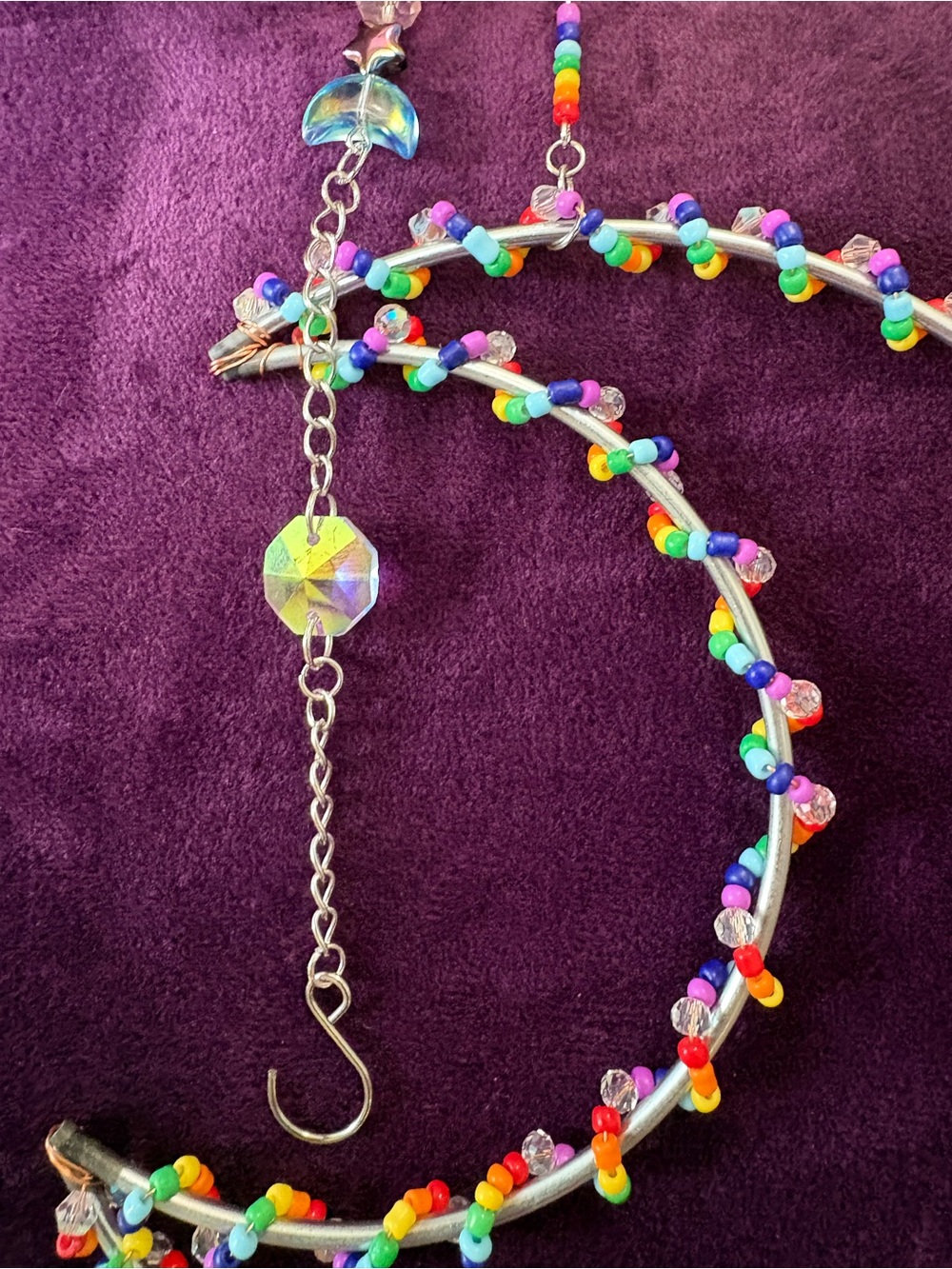 Rainbow Crescent Moon Hanging Sun-catcher R1 - Picture 10 of 10